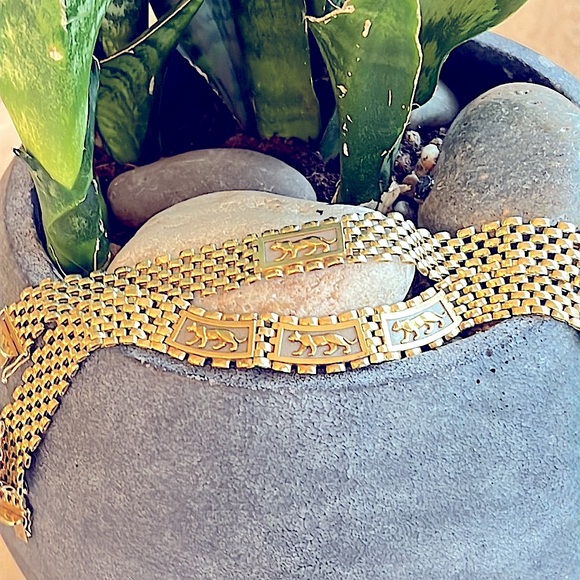 Panther 14k gold necklace 3 panthers - Picture 10 of 13